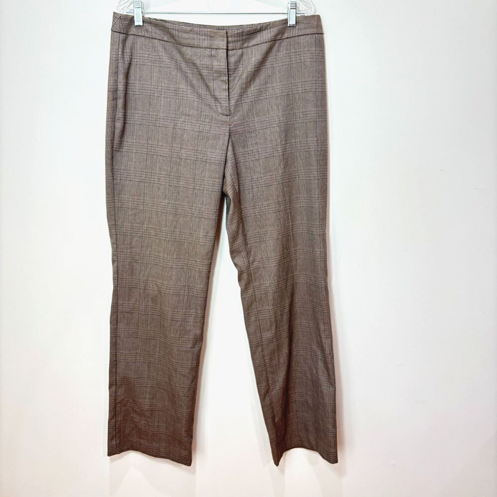 Talbots Signature Brown Glen Plaid Trousers Women 12 Career Neutral Corpcore